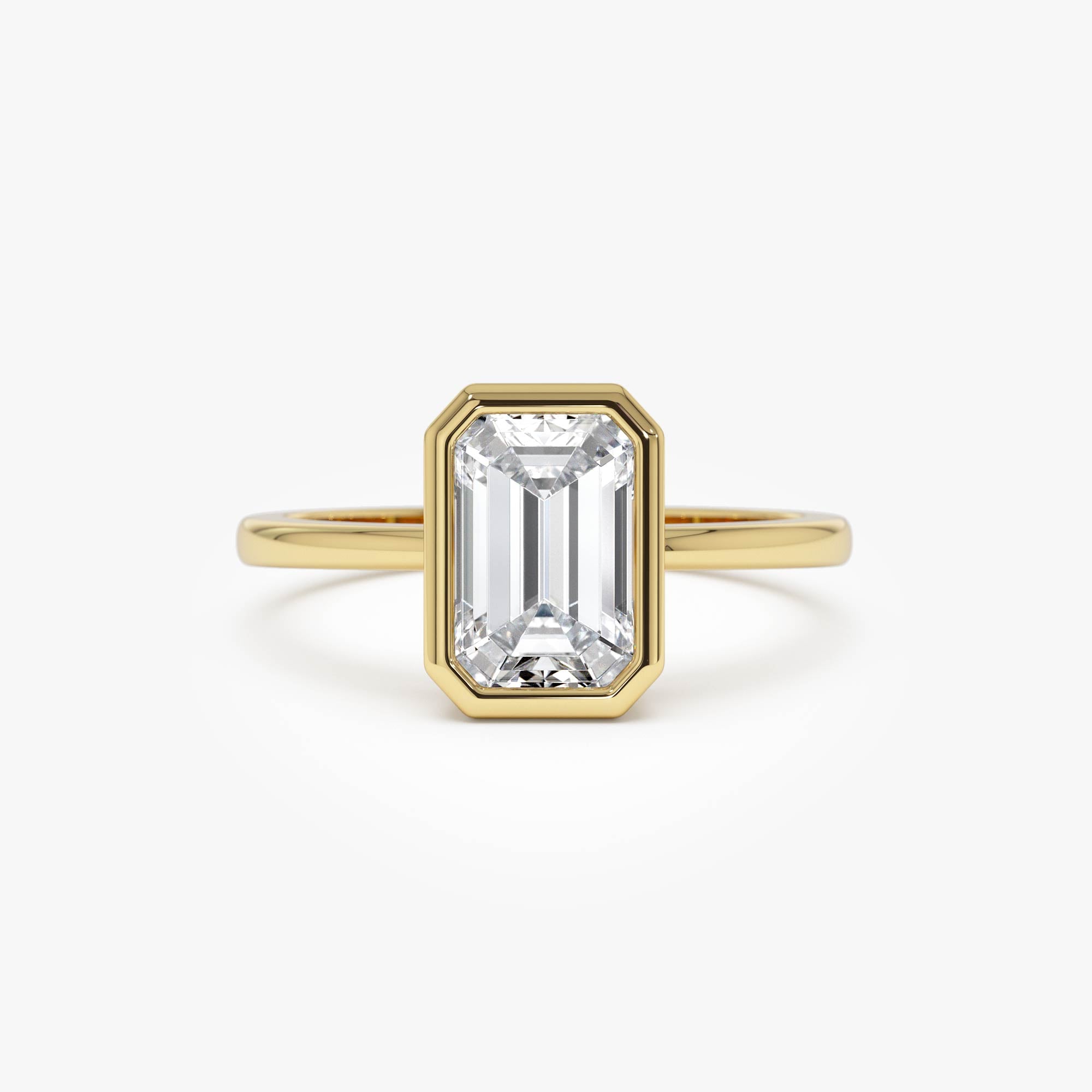 Emerald Cut Lab Grown Diamond Bezel Set Engagement Ring