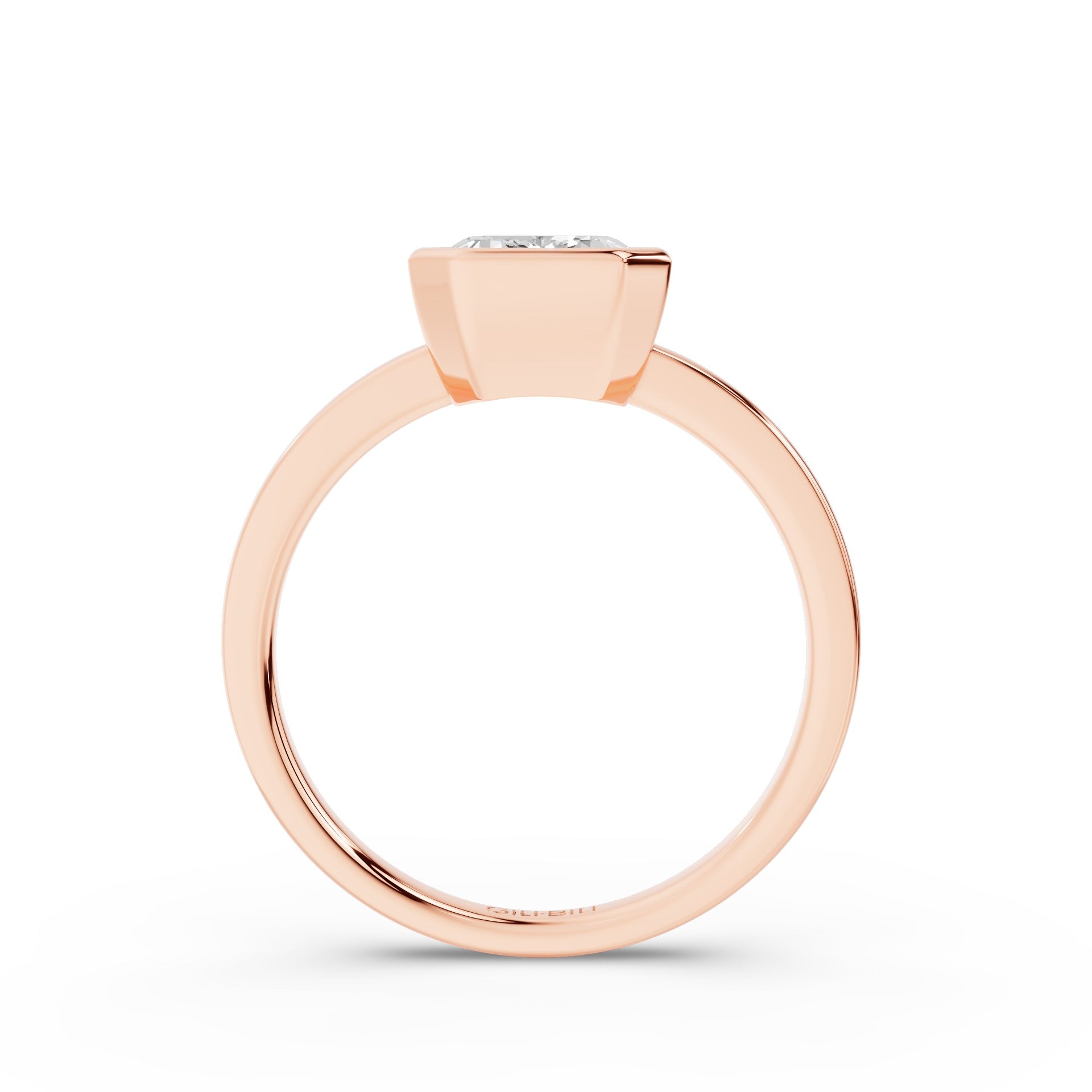 Emerald Cut Lab Grown Diamond Bezel Set Engagement Ring