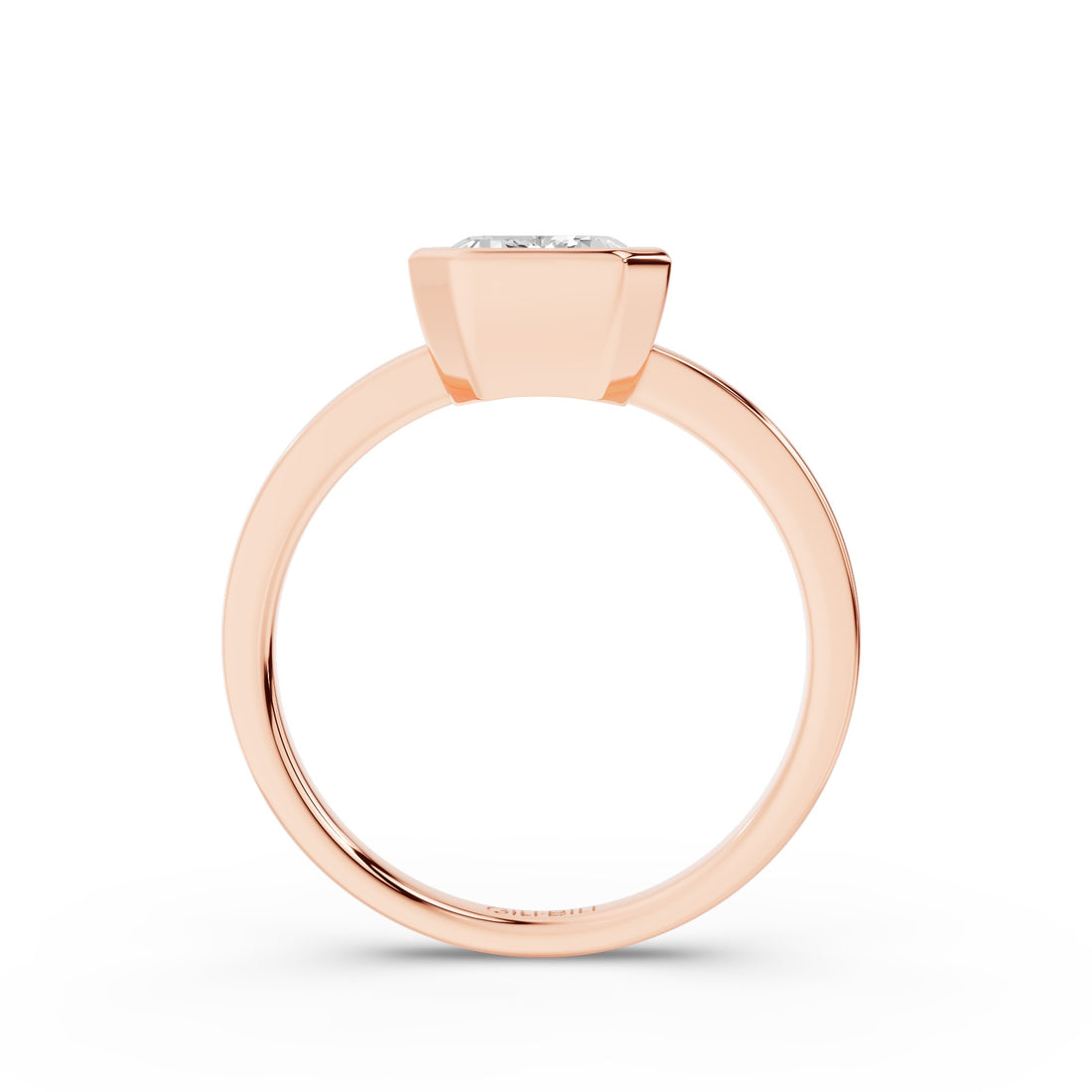 Emerald Cut Lab Grown Diamond Bezel Set Engagement Ring