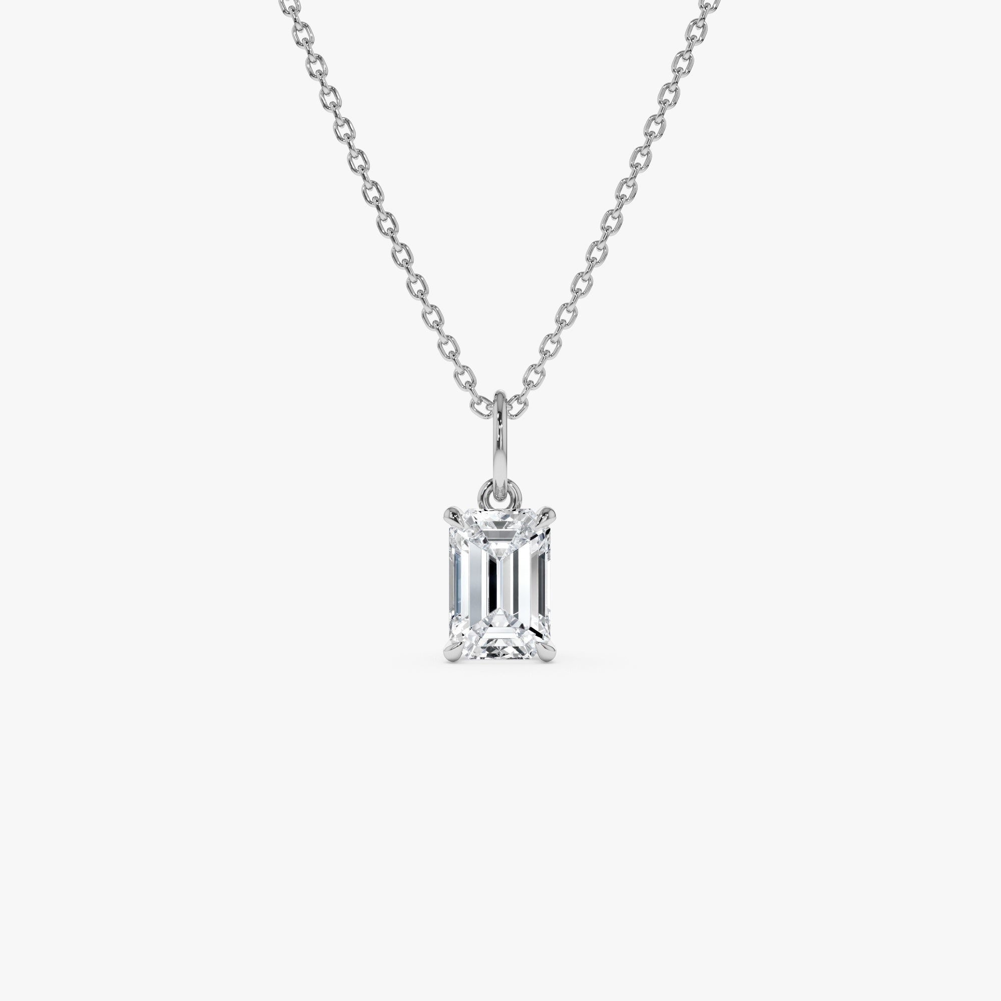 Emerald Cut Lab Grown Diamond Classic Charm Necklace