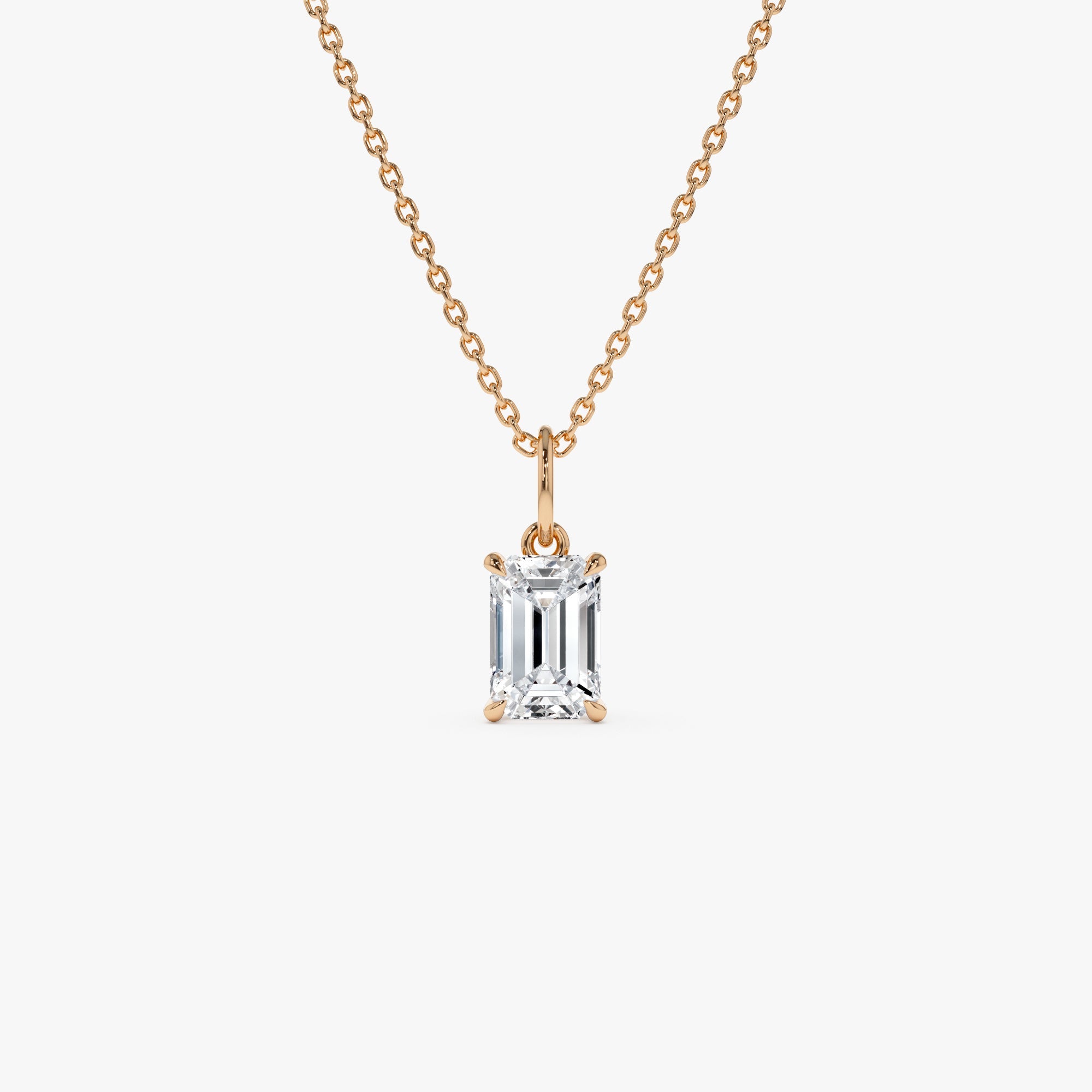 Emerald Cut Lab Grown Diamond Classic Charm Necklace