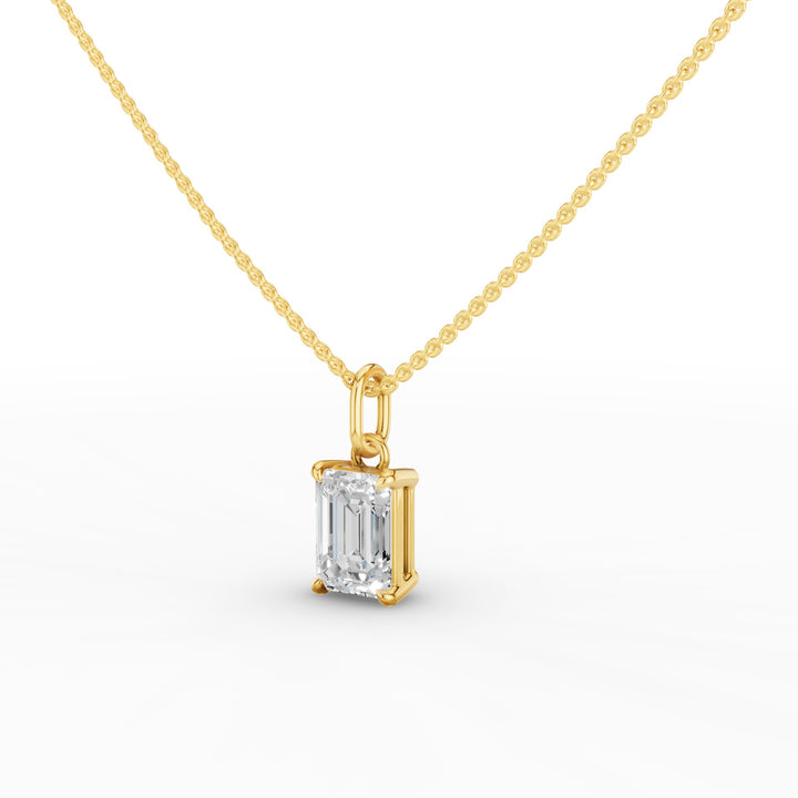 Emerald Cut Lab Grown Diamond Classic Charm Necklace