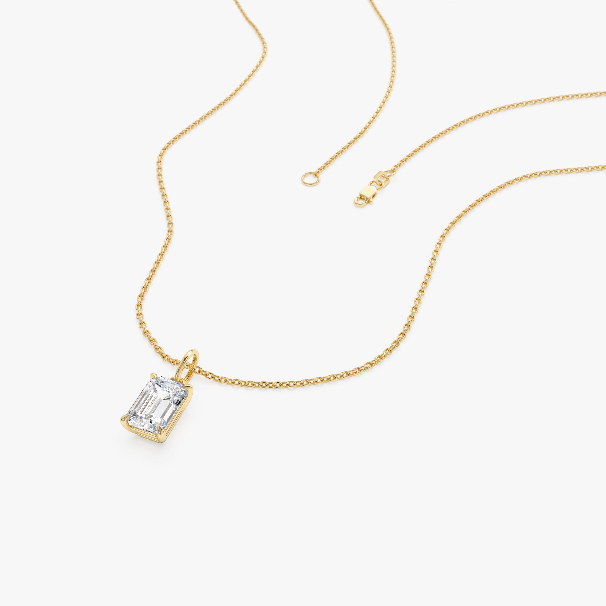Emerald Cut Lab Grown Diamond Classic Charm Necklace