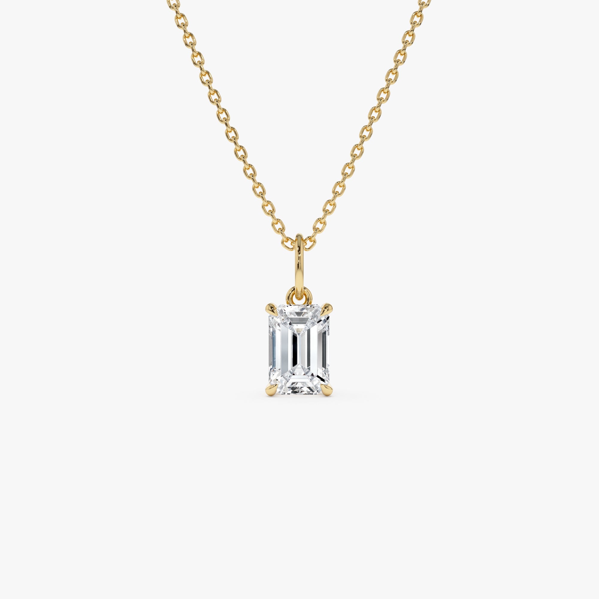 Emerald Cut Lab Grown Diamond Classic Charm Necklace