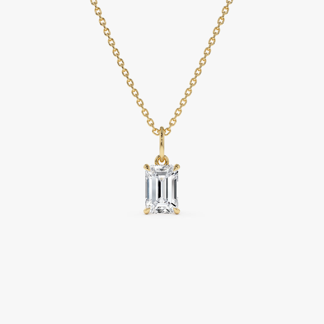 Emerald Cut Lab Grown Diamond Classic Charm Necklace