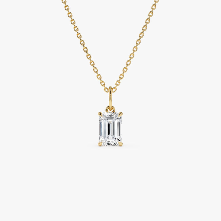 Emerald Cut Lab Grown Diamond Classic Charm Necklace