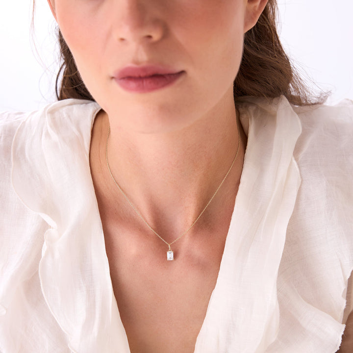Emerald Cut Lab Grown Diamond Classic Charm Necklace