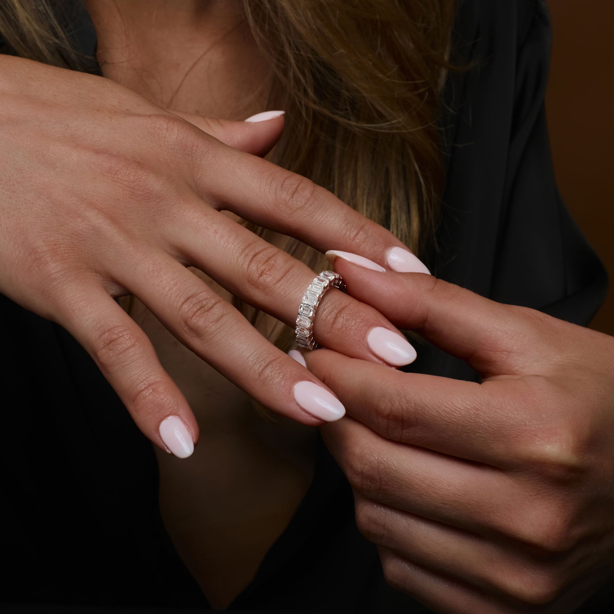 Emerald Cut Lab Grown Diamond Eternity Band