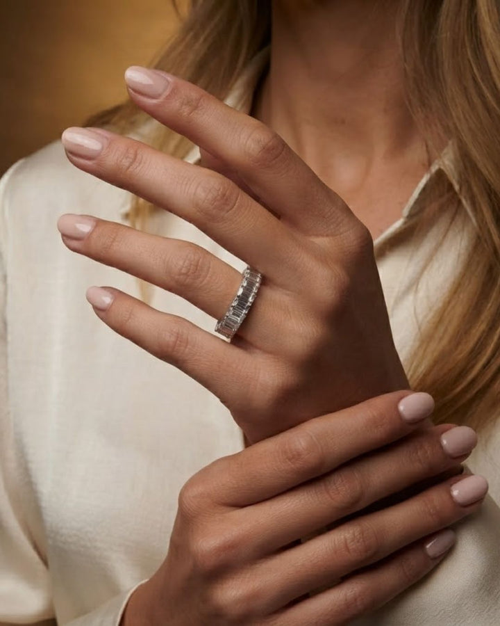 Emerald Cut Lab Grown Diamond Eternity Band