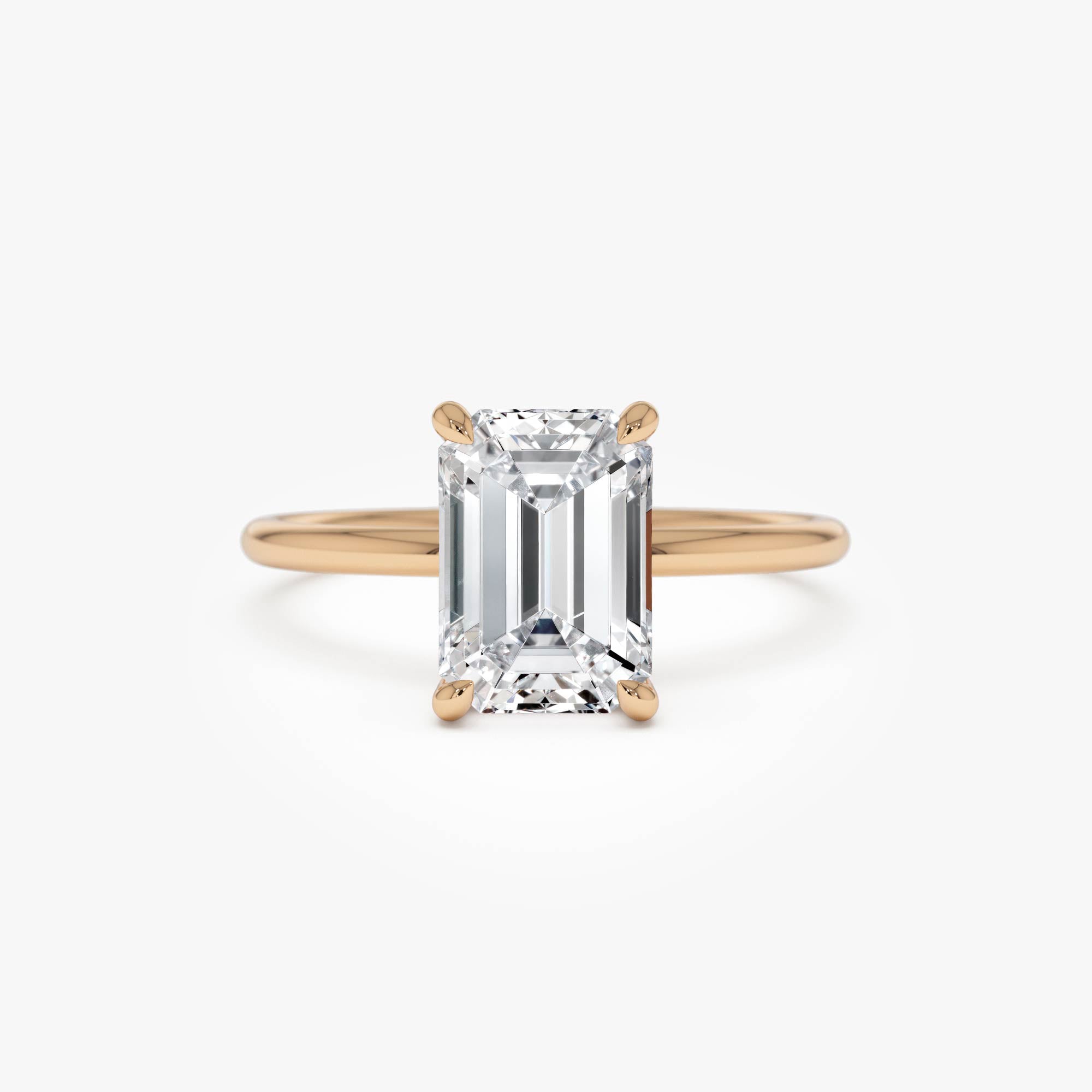 Emerald Cut Lab Grown Diamond Hidden Halo Engagement Ring