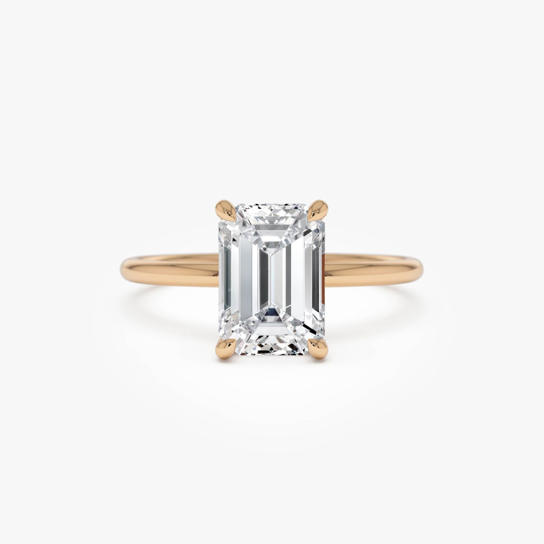 Emerald Cut Lab Grown Diamond Hidden Halo Engagement Ring