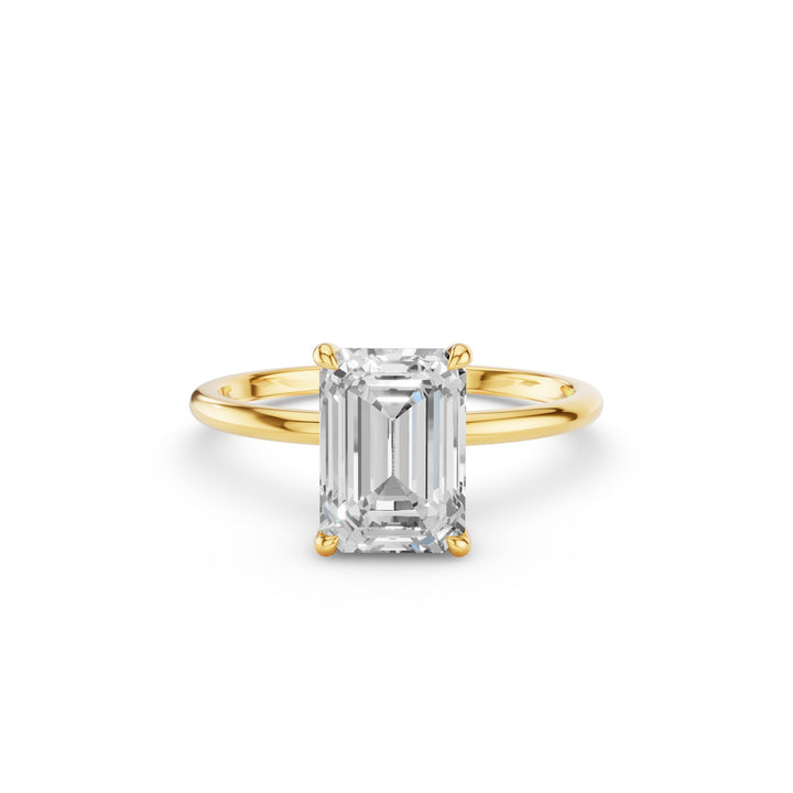 Emerald Cut Lab Grown Diamond Hidden Halo Engagement Ring