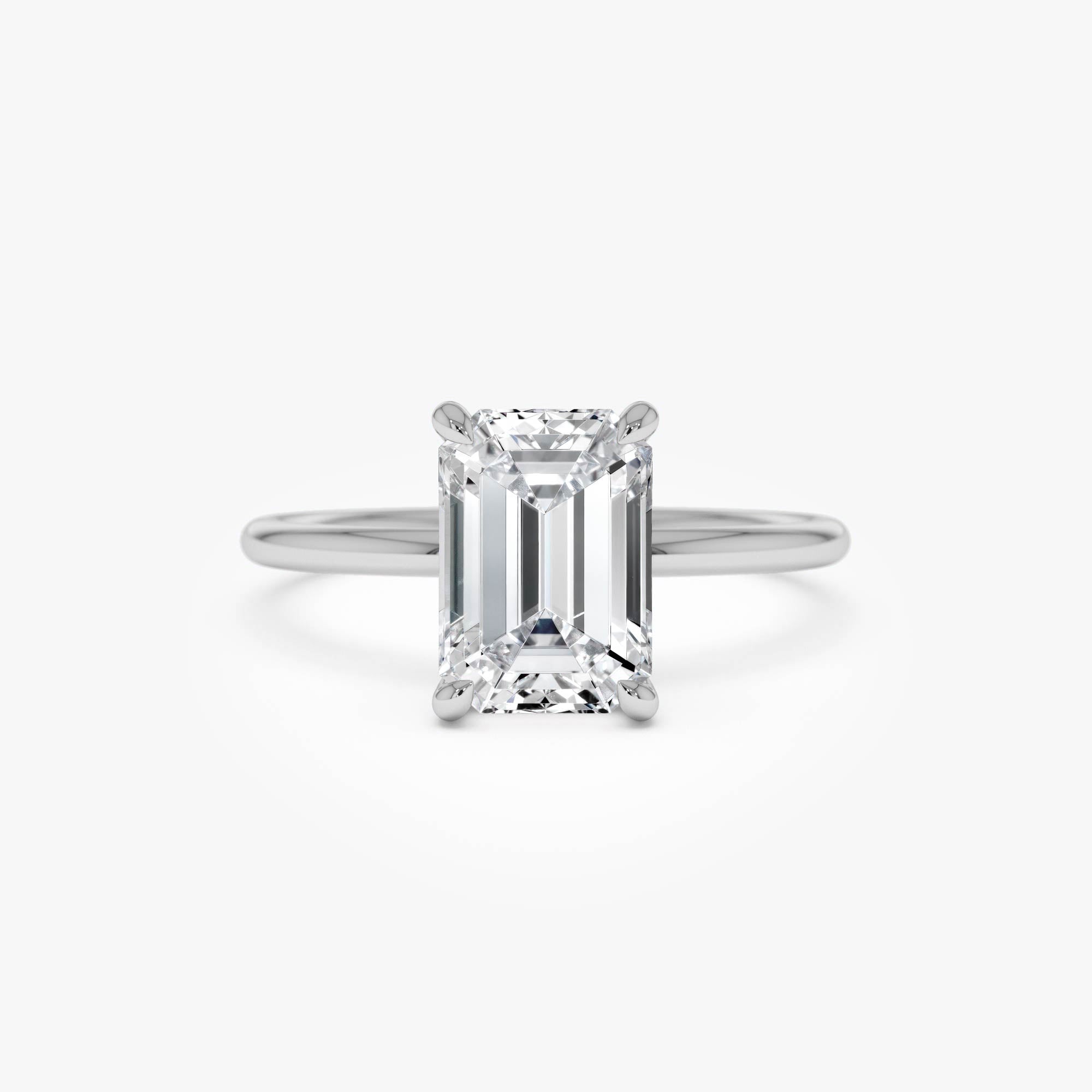 Emerald Cut Lab Grown Diamond Hidden Halo Engagement Ring