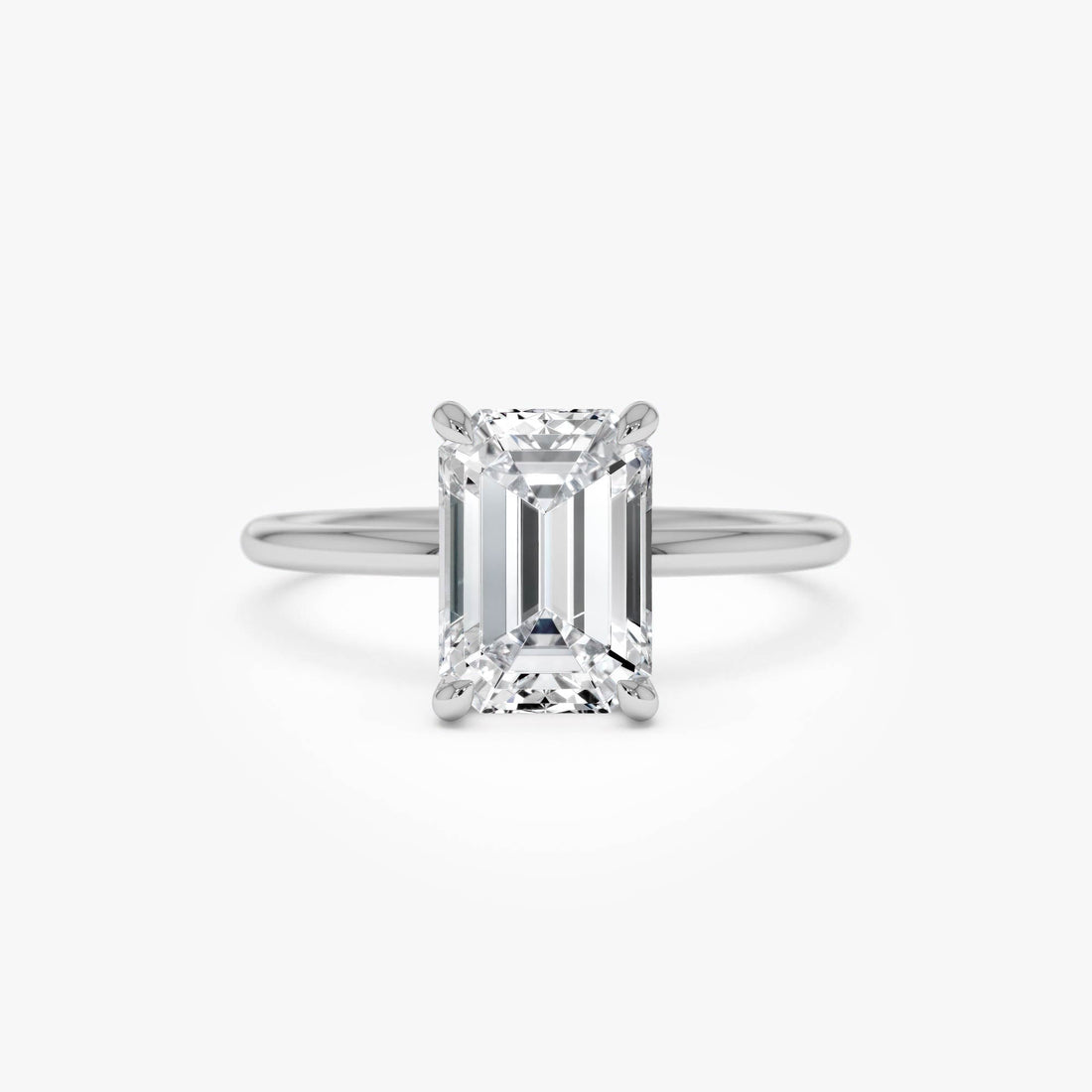 Emerald Cut Lab Grown Diamond Hidden Halo Engagement Ring