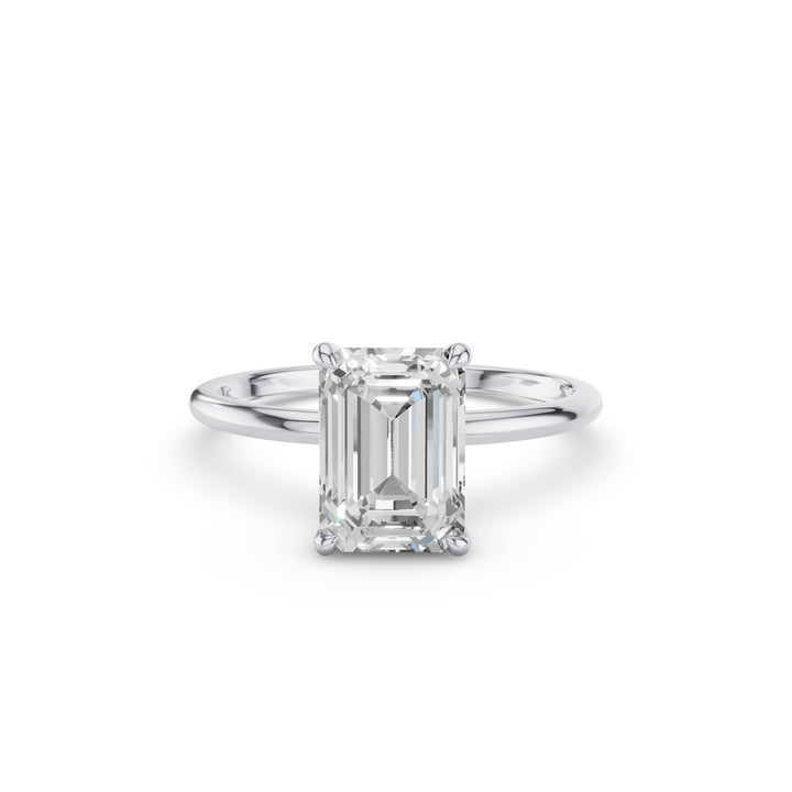 Emerald Cut Lab Grown Diamond Hidden Halo Engagement Ring