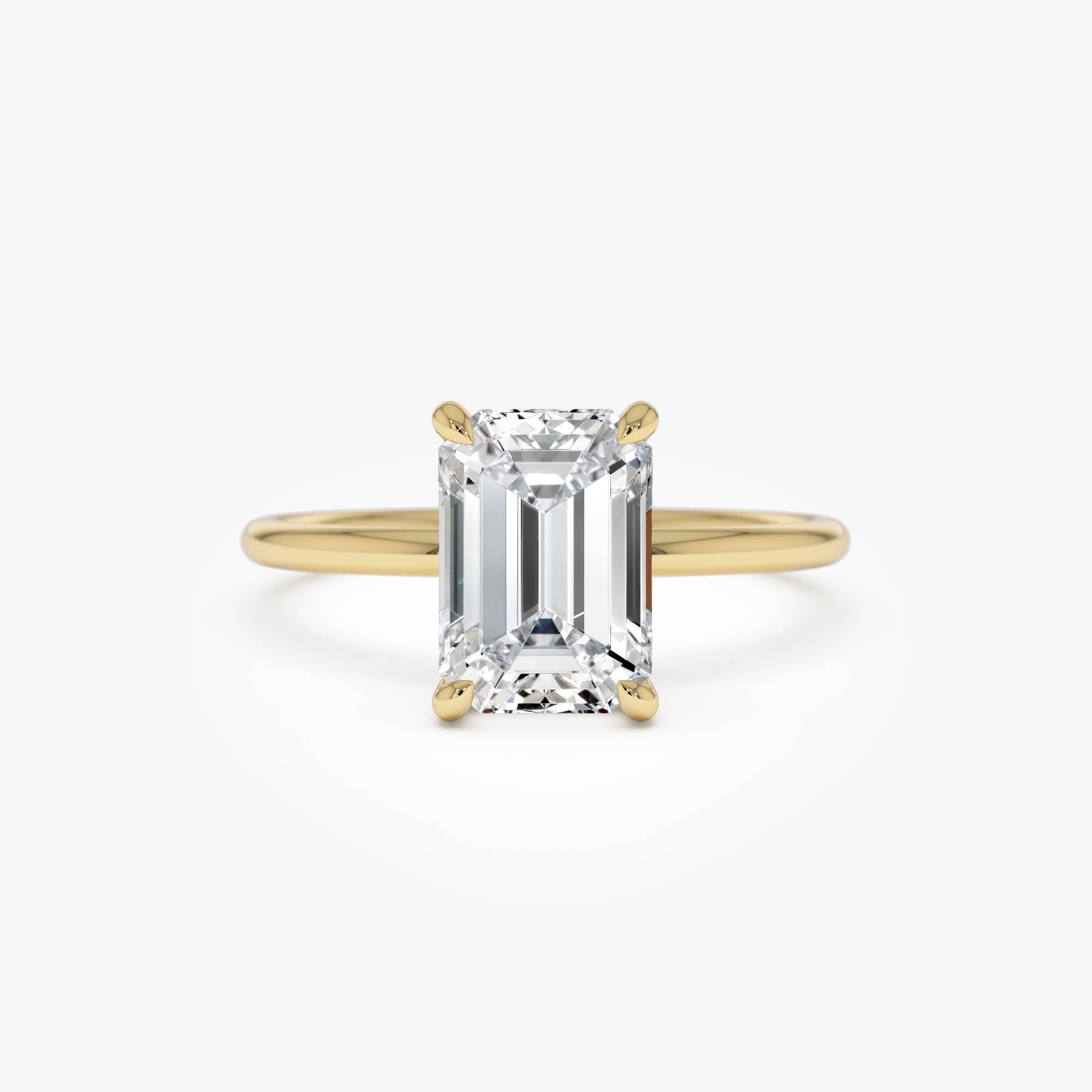 Emerald Cut Lab Grown Diamond Hidden Halo Engagement Ring
