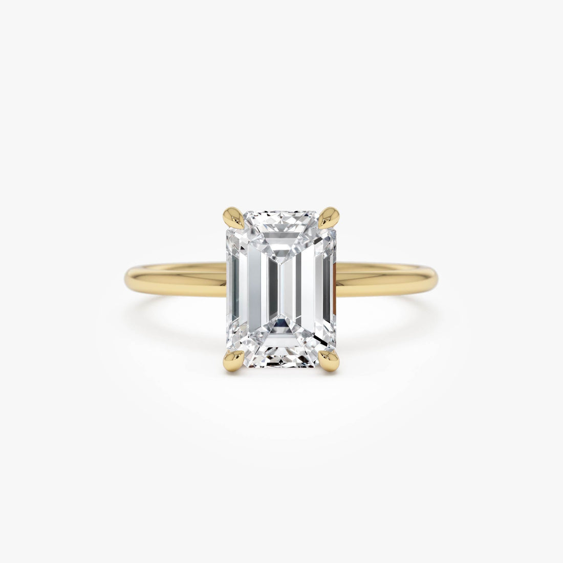 Emerald Cut Lab Grown Diamond Hidden Halo Engagement Ring
