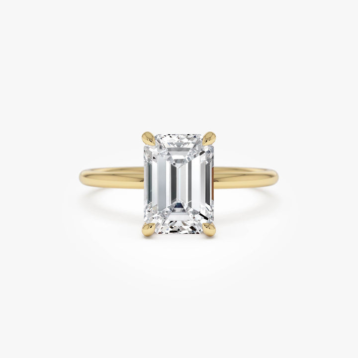 Emerald Cut Lab Grown Diamond Hidden Halo Engagement Ring