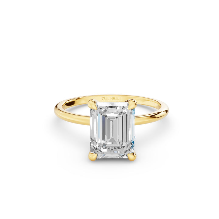 Emerald Cut Lab Grown Diamond Hidden Halo Engagement Ring-video