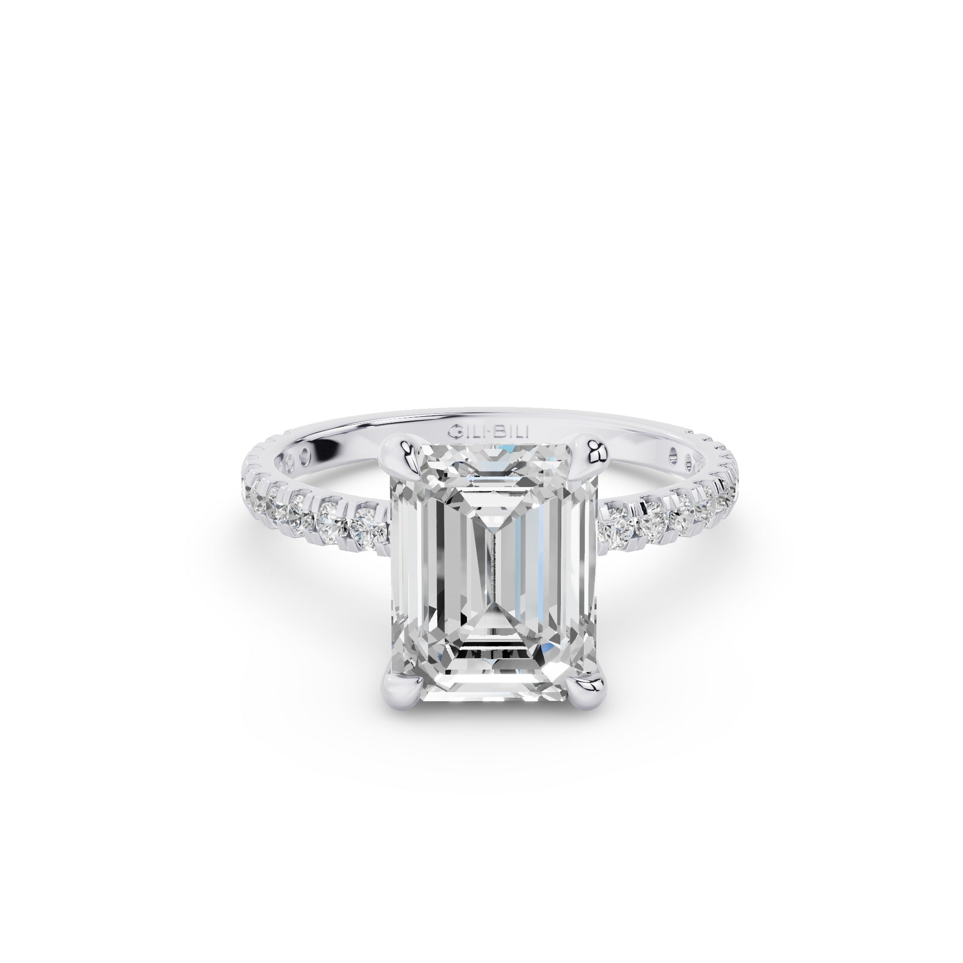 Emerald Cut Lab Grown Diamond Pavé Setting with Hidden Halo-video