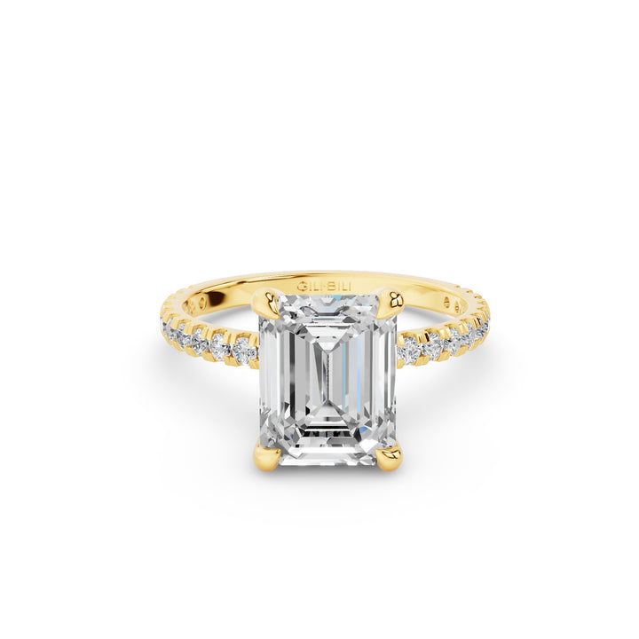 Emerald Cut Lab Grown Diamond Pavé Setting with Hidden Halo-video