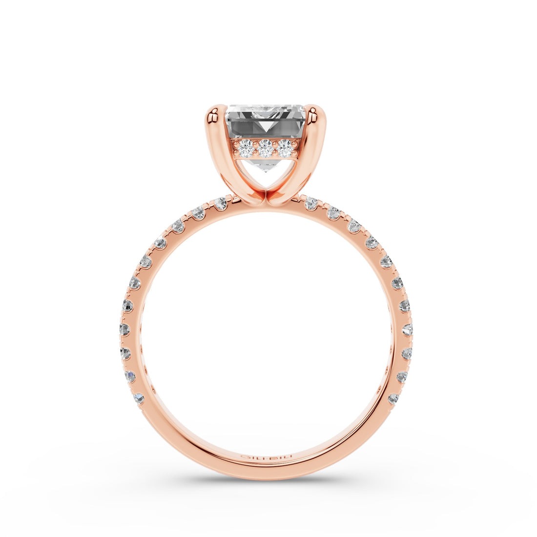 Emerald Cut Lab Grown Diamond Pavé Setting with Hidden Halo-video