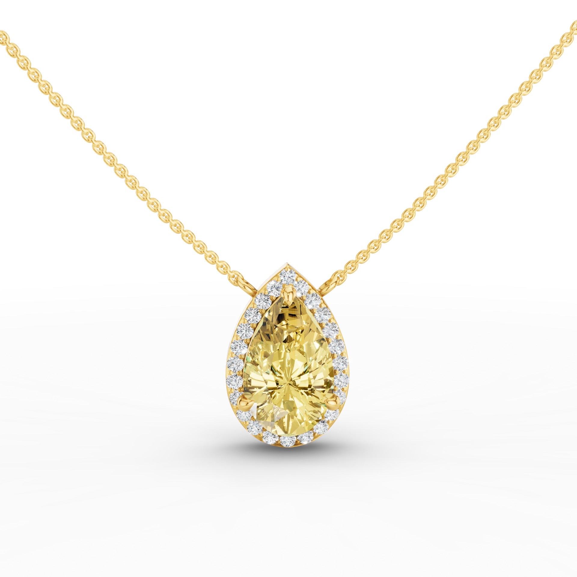 Fancy Intense Yellow Pear Shape Lab Grown Diamond Necklace