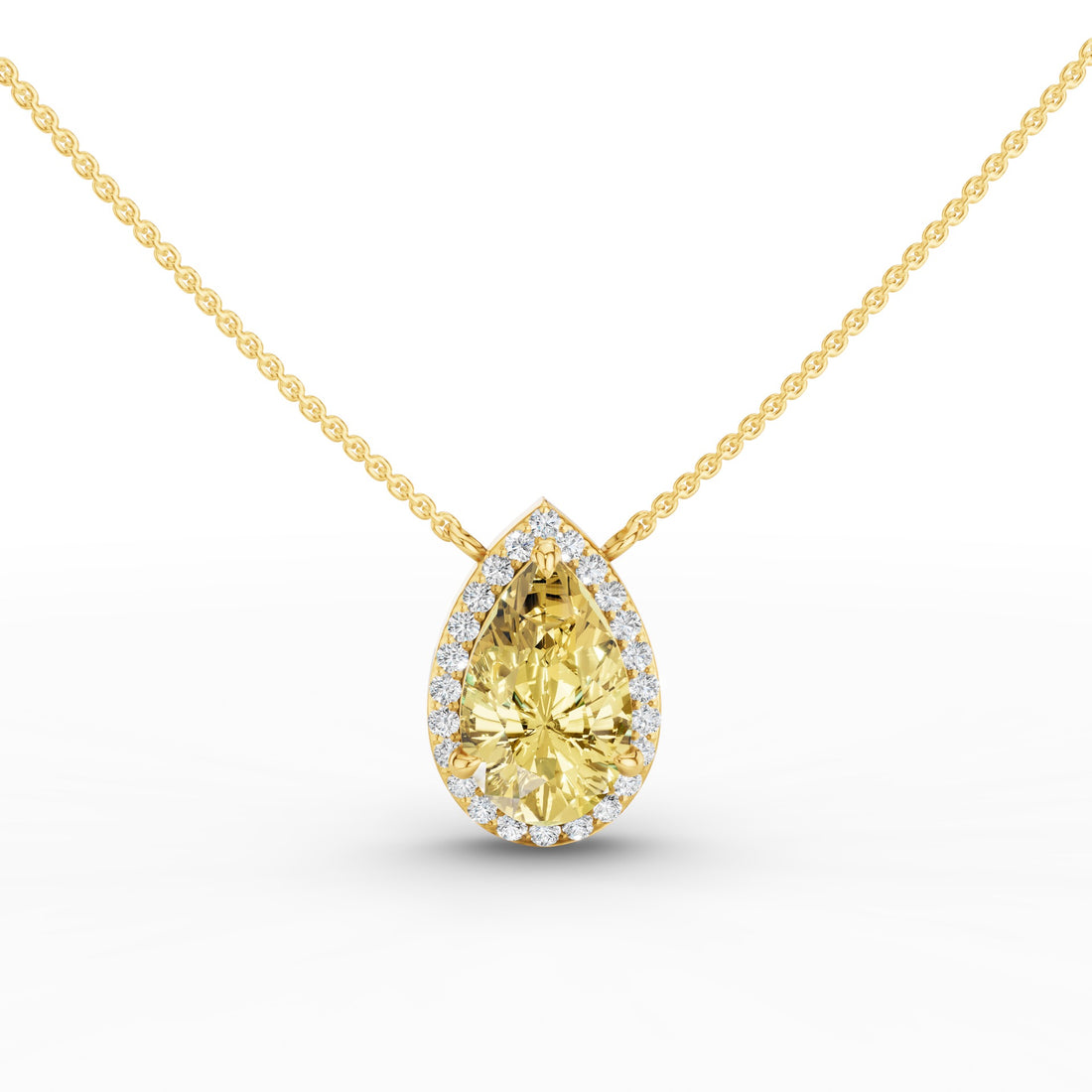 Fancy Intense Yellow Pear Shape Lab Grown Diamond Necklace