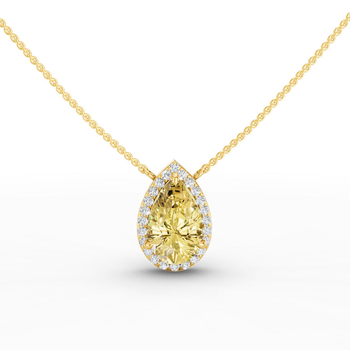 Fancy Intense Yellow Pear Shape Lab Grown Diamond Necklace