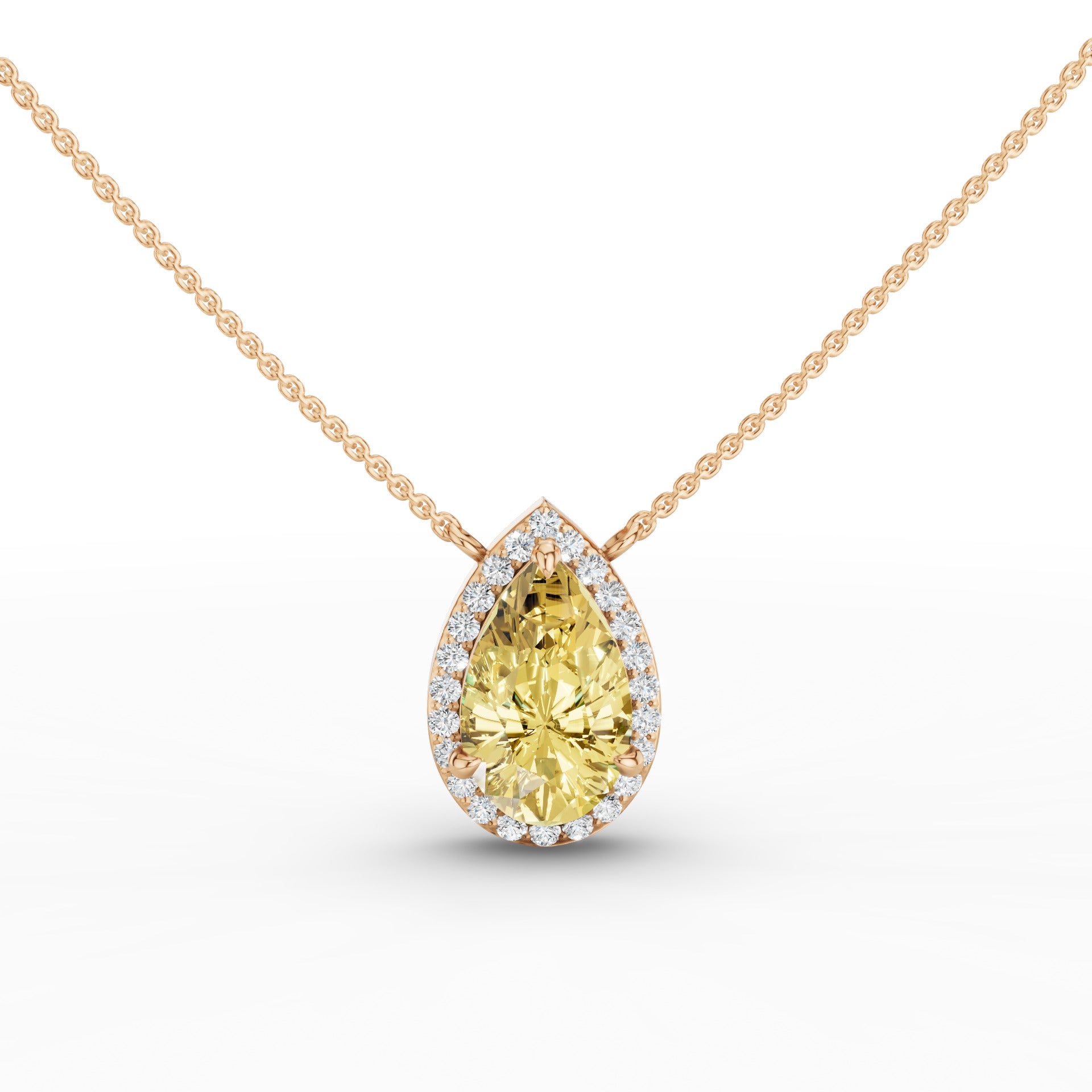 Fancy Intense Yellow Pear Shape Lab Grown Diamond Necklace