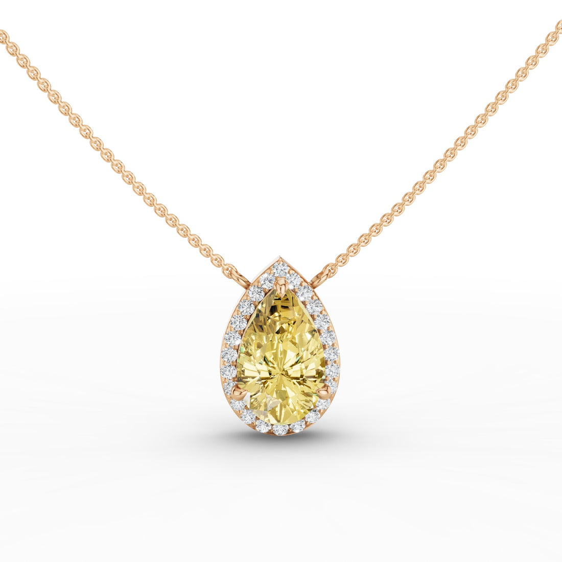 Fancy Intense Yellow Pear Shape Lab Grown Diamond Necklace