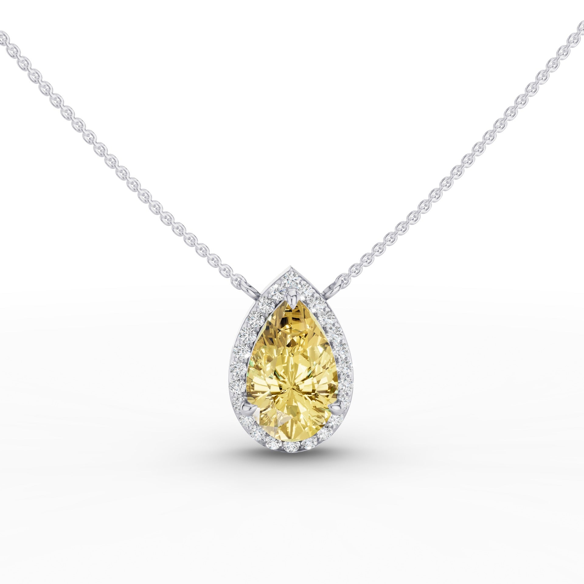Fancy Intense Yellow Pear Shape Lab Grown Diamond Necklace