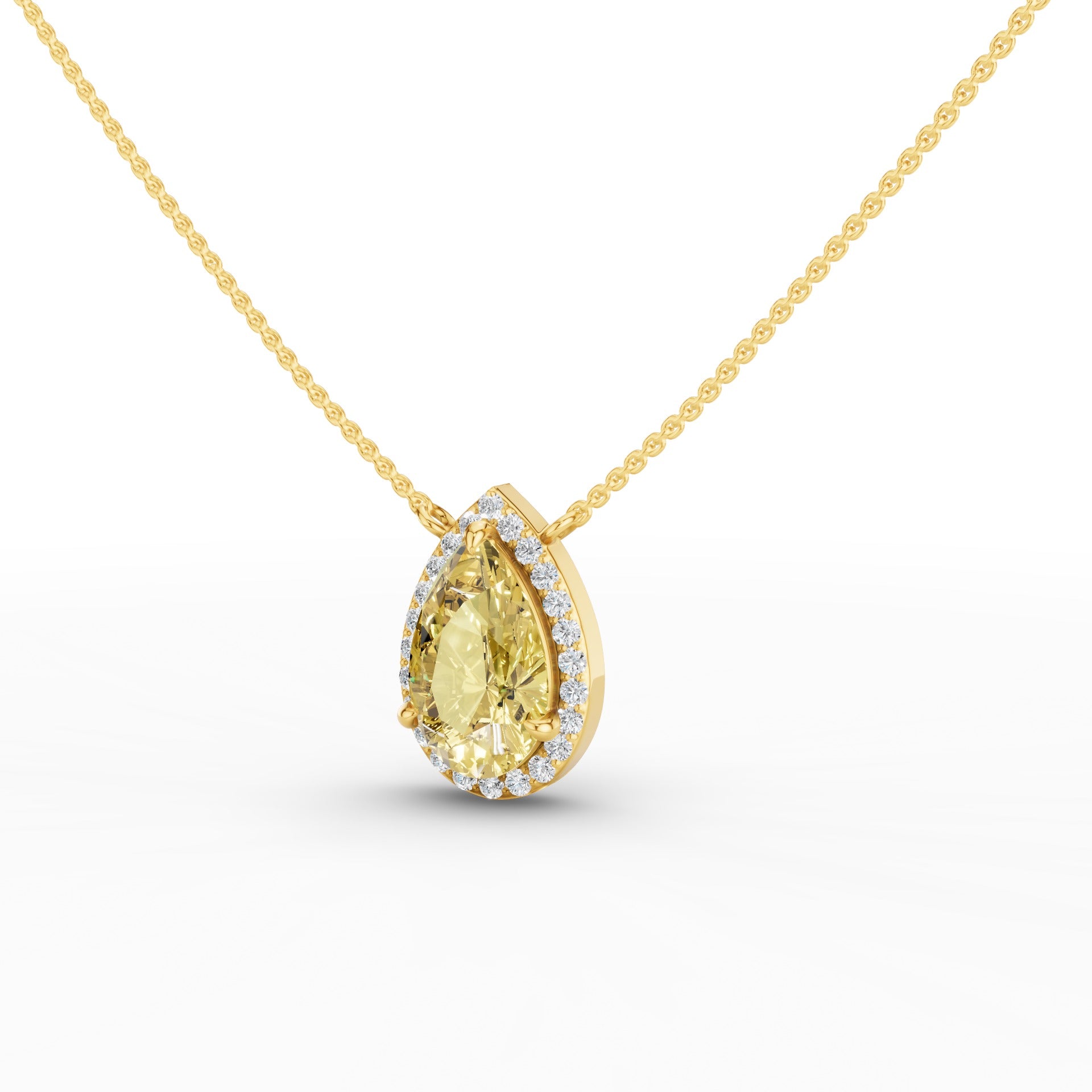 Fancy Intense Yellow Pear Shape Lab Grown Diamond Necklace