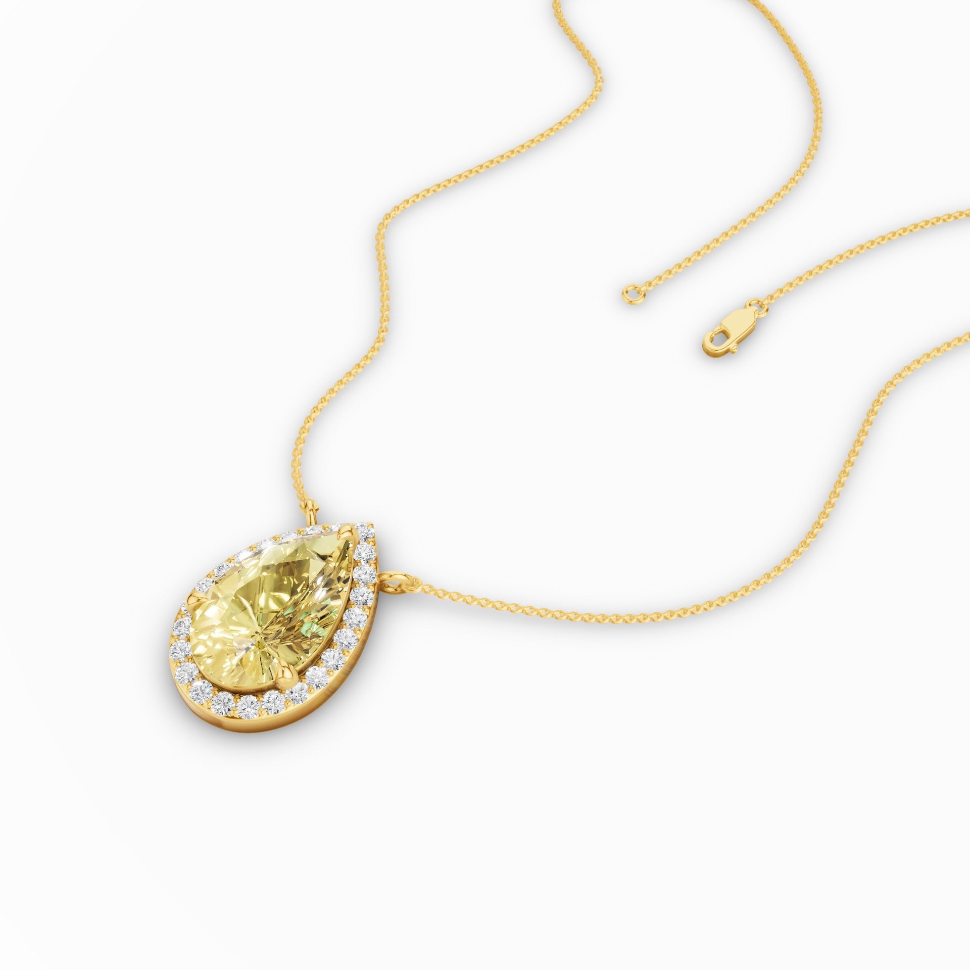 Fancy Intense Yellow Pear Shape Lab Grown Diamond Necklace