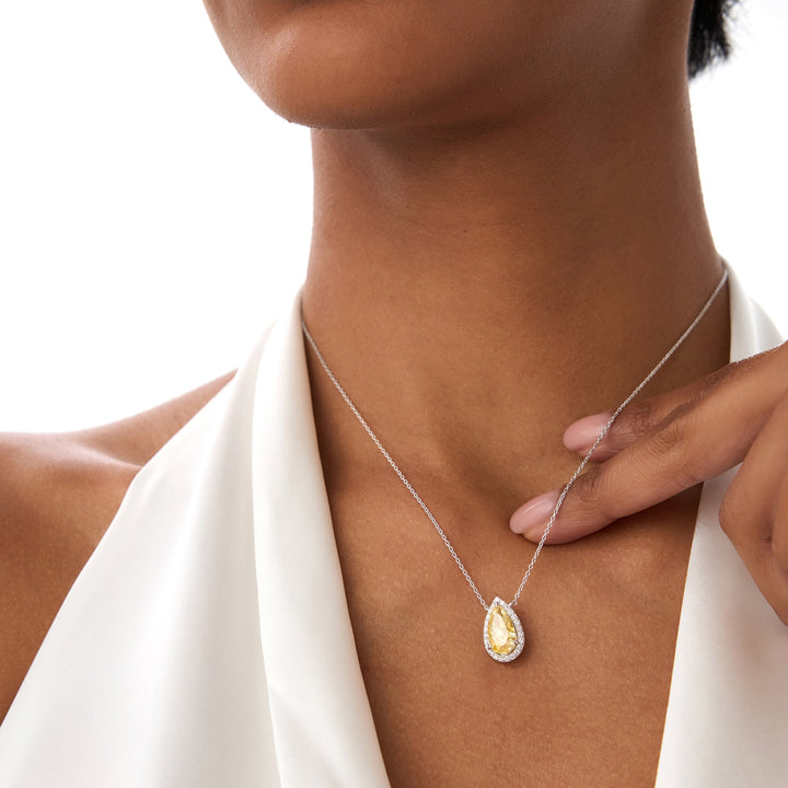 Fancy Intense Yellow Pear Shape Lab Grown Diamond Necklace