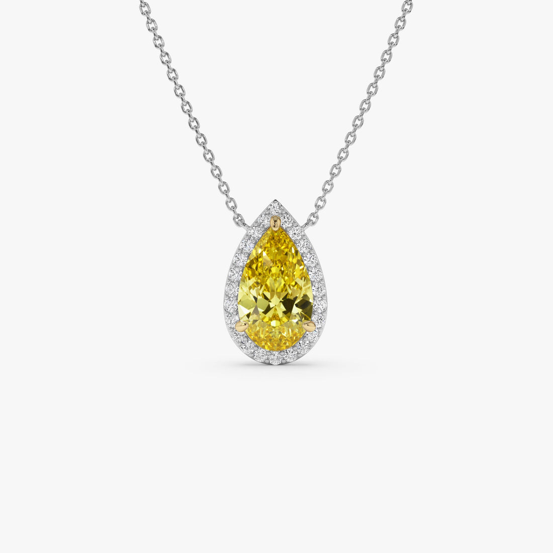 Fancy Intense Yellow Pear Shape Lab Grown Diamond Necklace