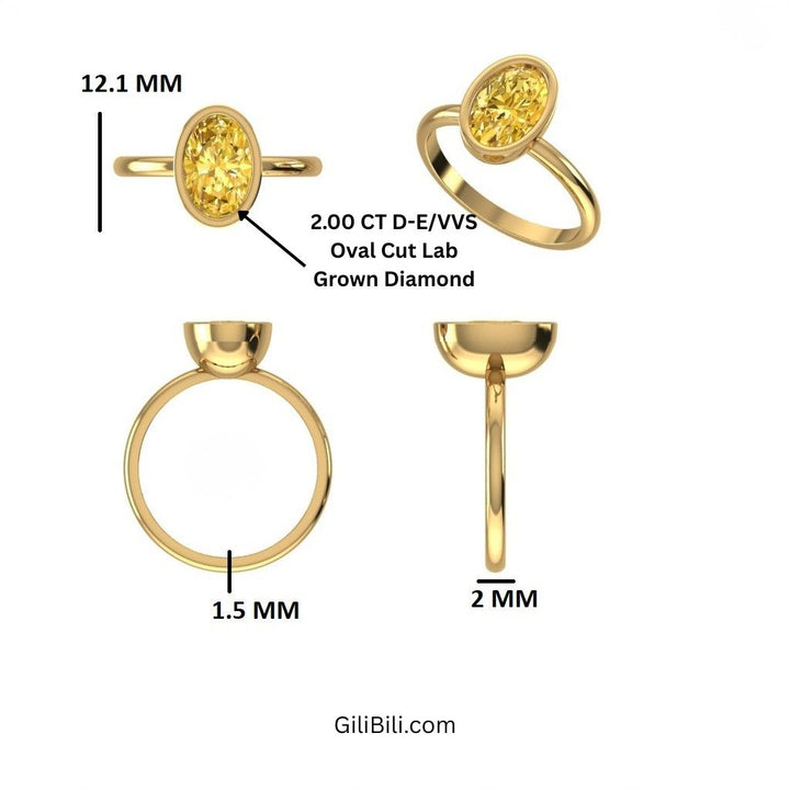 Fancy Yellow Oval Lab Grown Diamond Engagement Ring