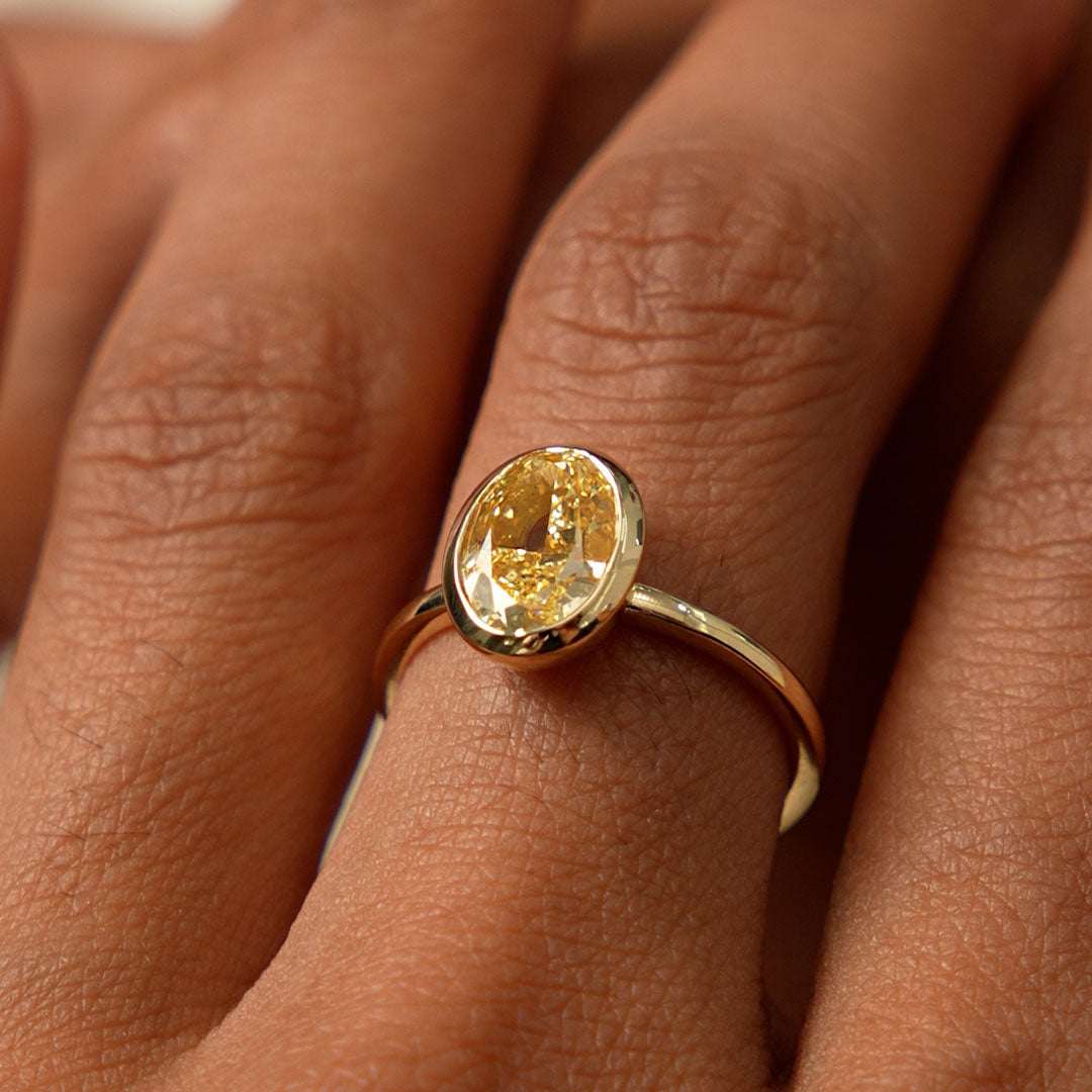 Fancy Yellow Oval Lab Grown Diamond Engagement Ring
