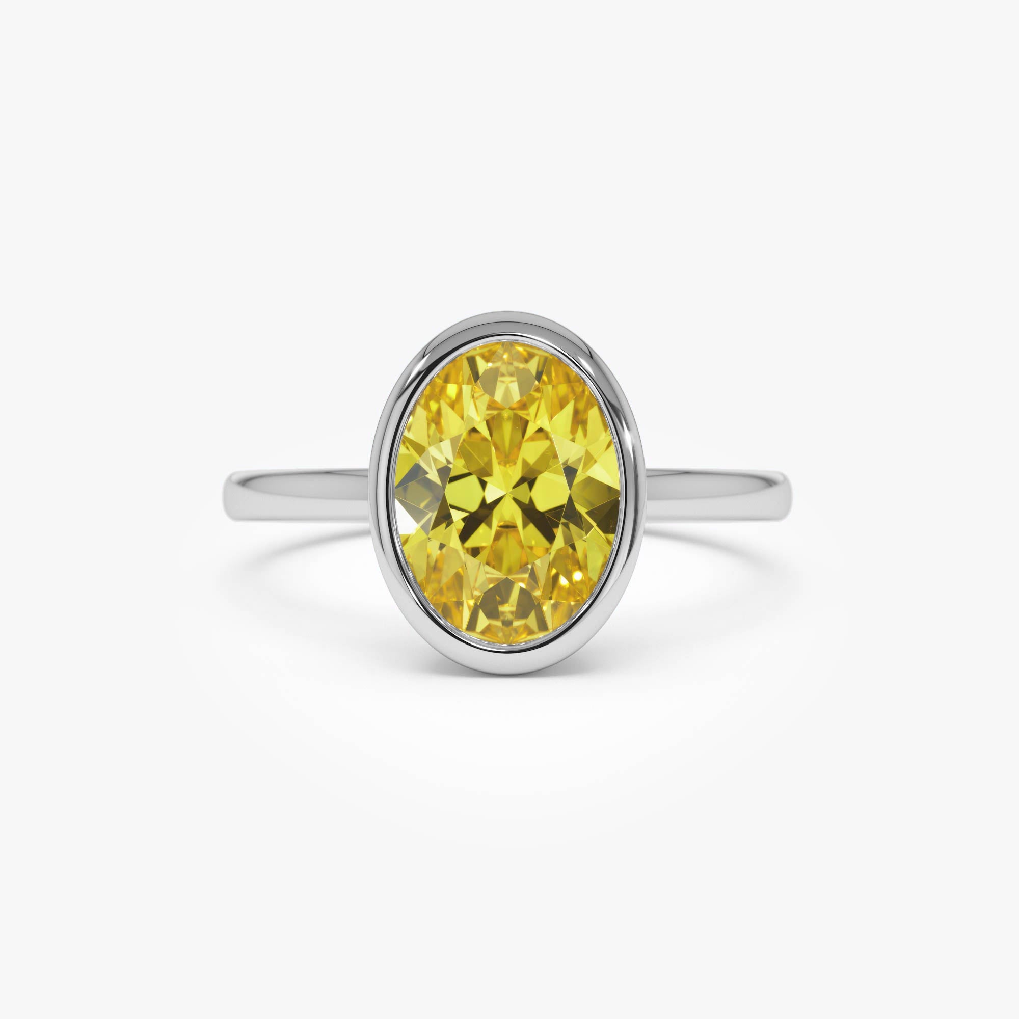 Fancy Yellow Oval Lab Grown Diamond Engagement Ring
