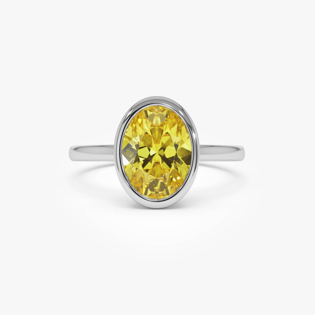 Fancy Yellow Oval Lab Grown Diamond Engagement Ring