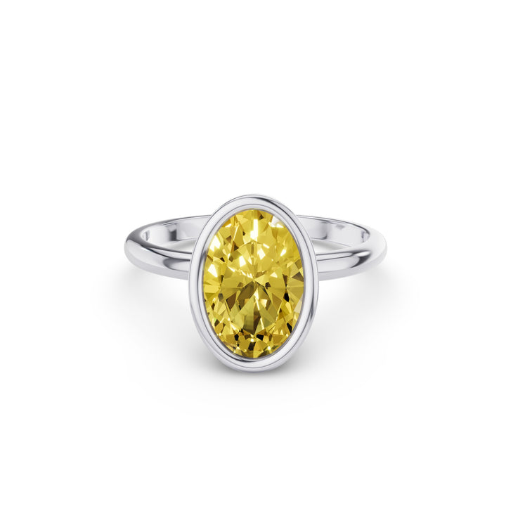 Fancy Yellow Oval Lab Grown Diamond Engagement Ring