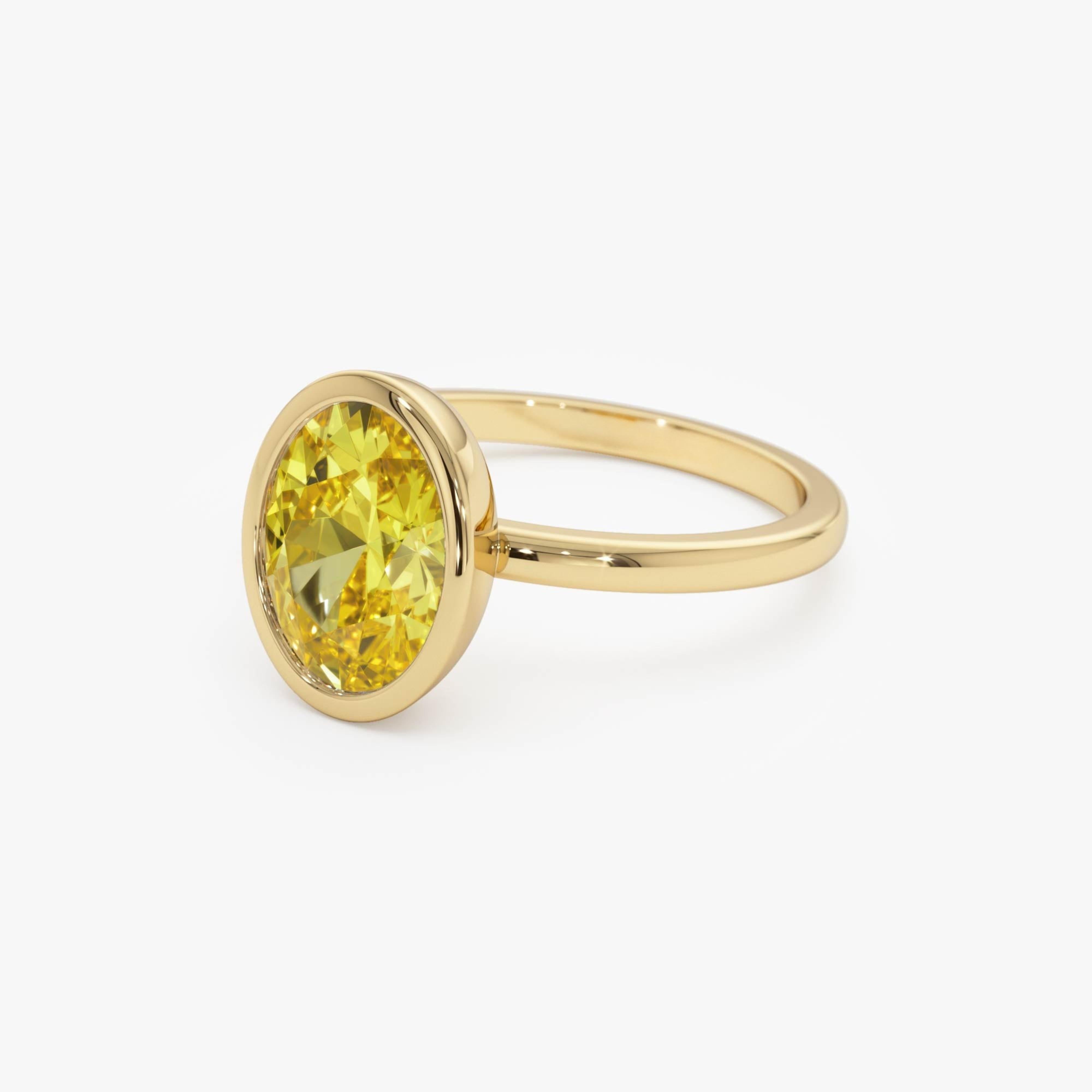 Fancy Yellow Oval Lab Grown Diamond Engagement Ring