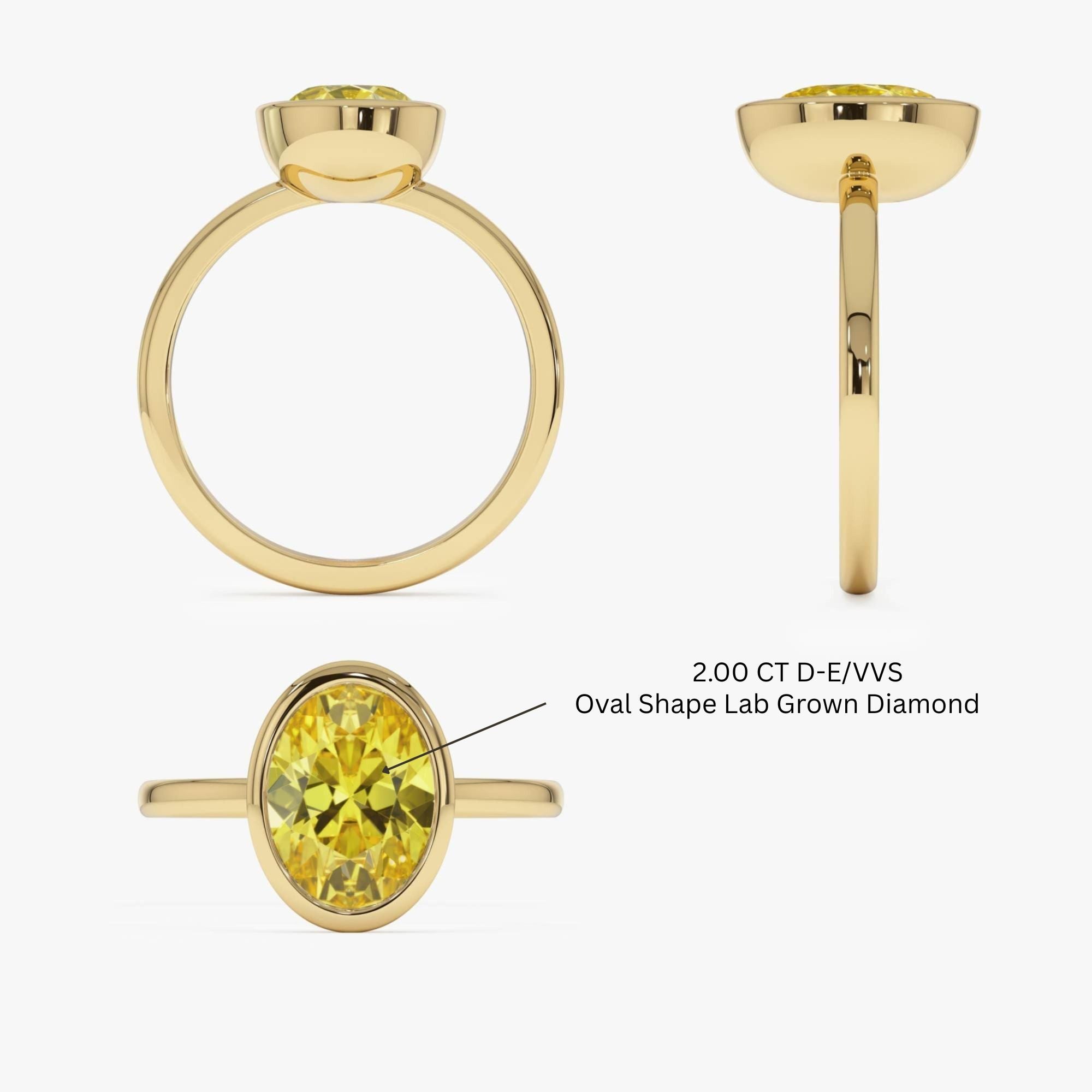 Fancy Yellow Oval Lab Grown Diamond Engagement Ring