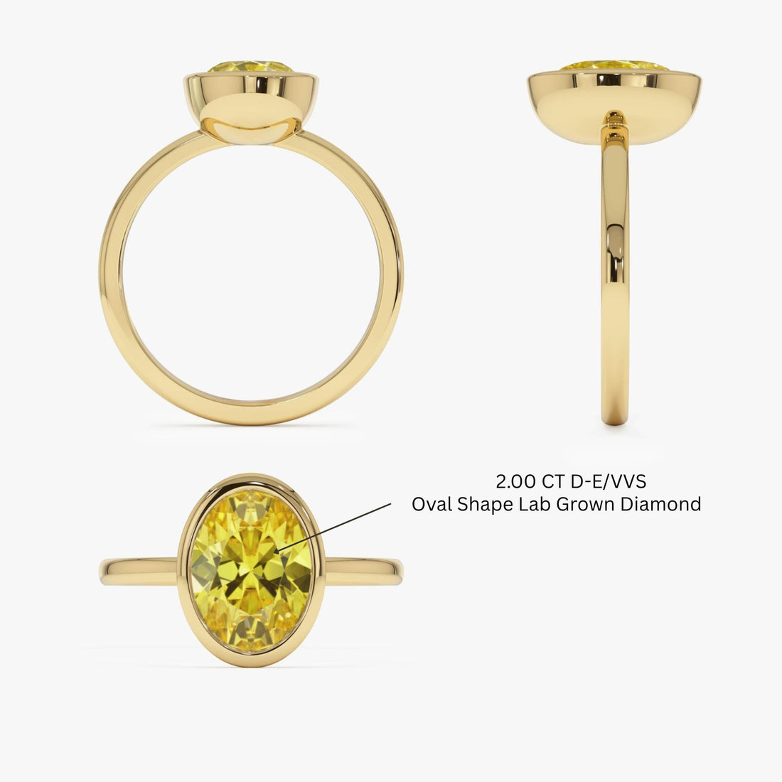 Fancy Yellow Oval Lab Grown Diamond Engagement Ring