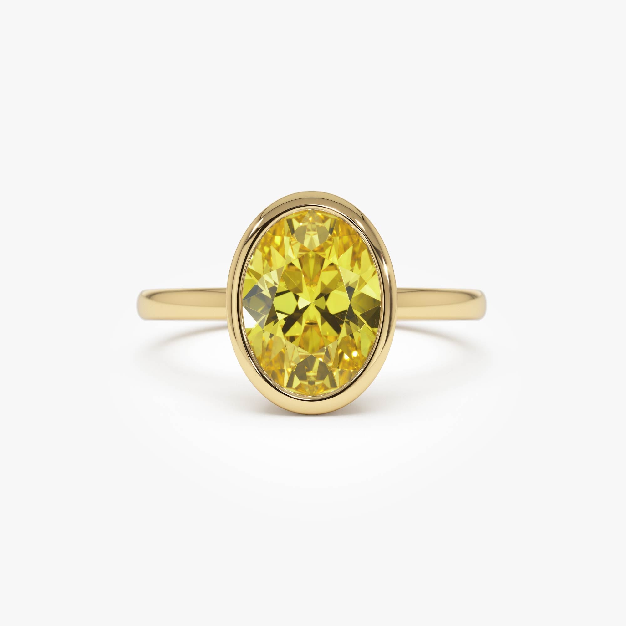 Fancy Yellow Oval Lab Grown Diamond Engagement Ring