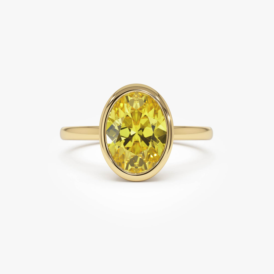 Fancy Yellow Oval Lab Grown Diamond Engagement Ring