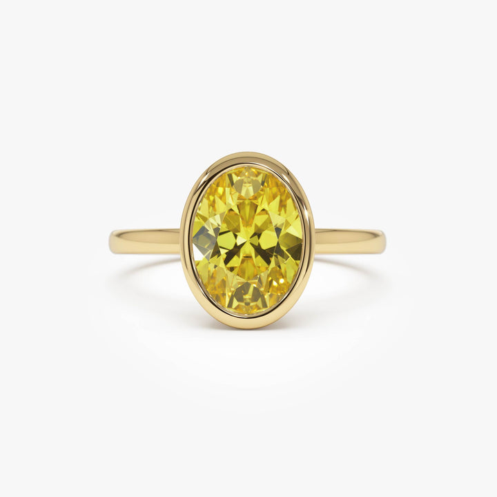 Fancy Yellow Oval Lab Grown Diamond Engagement Ring