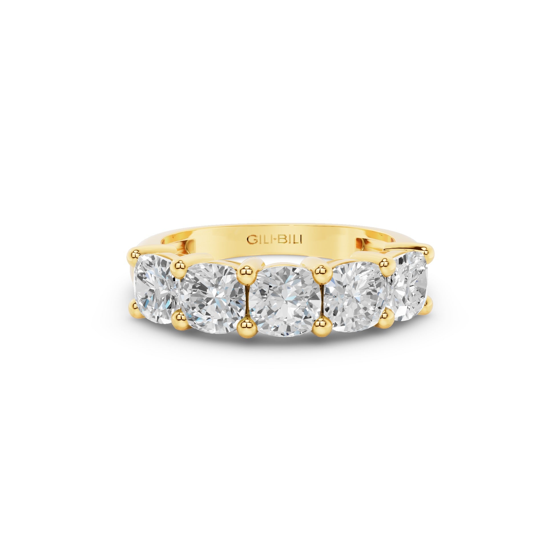 Five Stone Cushion Cut Lab Grown Diamond Anniversary Ring