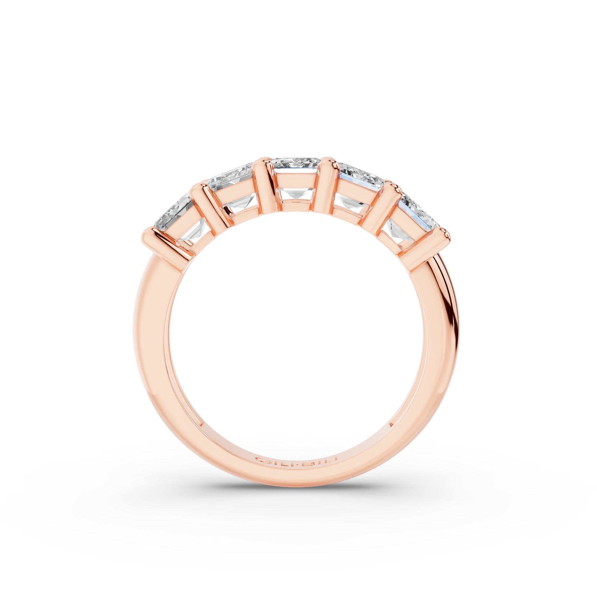 Five Stone Emerald Cut Lab Grown Diamond Anniversary Ring