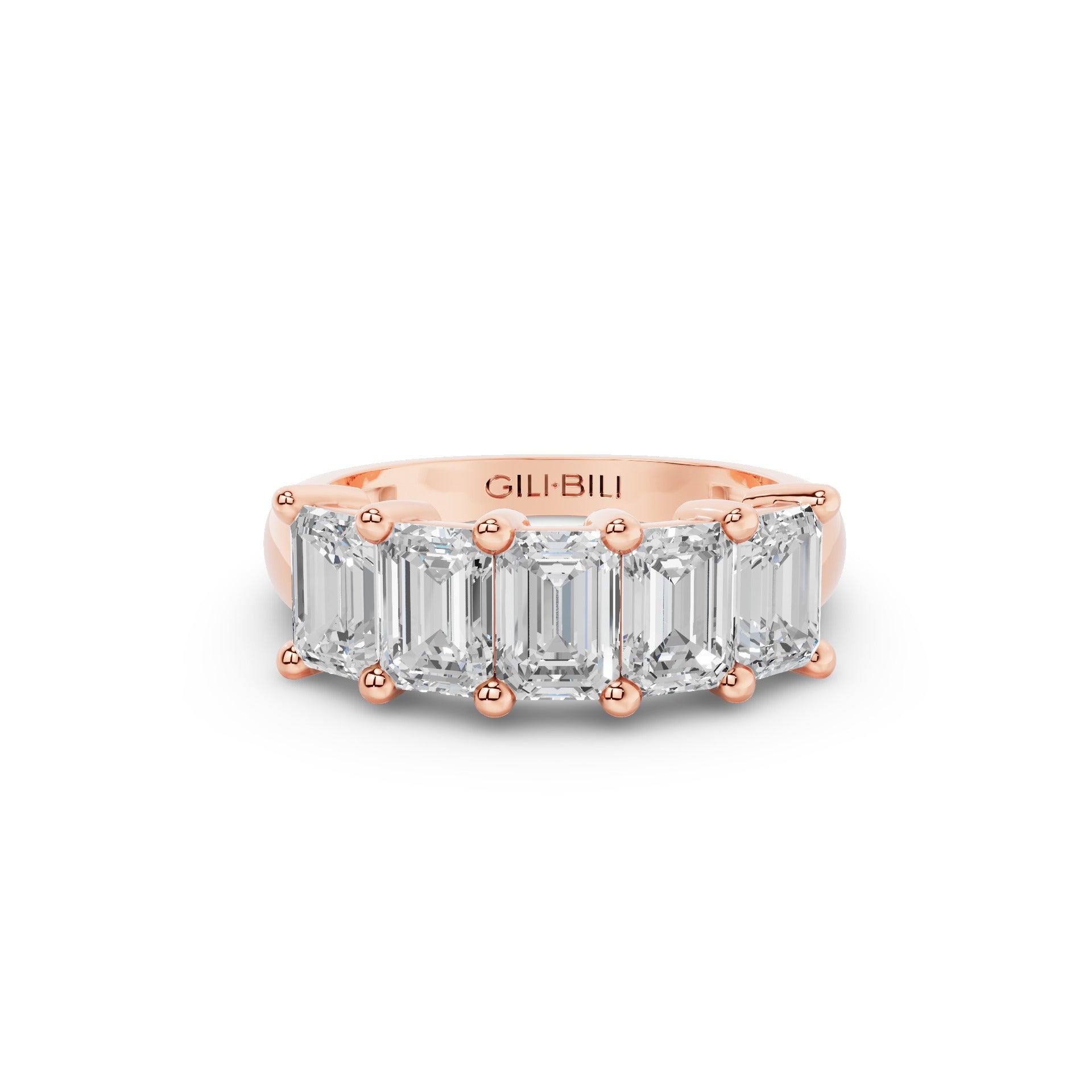Five Stone Emerald Cut Lab Grown Diamond Anniversary Ring